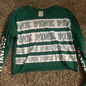 Pink long sleeve crop top